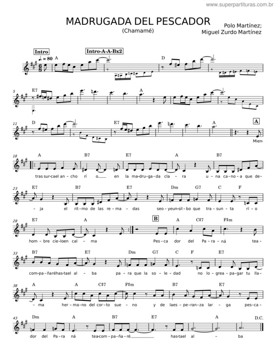 Partitura da música Madrugada Del Pescador – Polo Martínez
