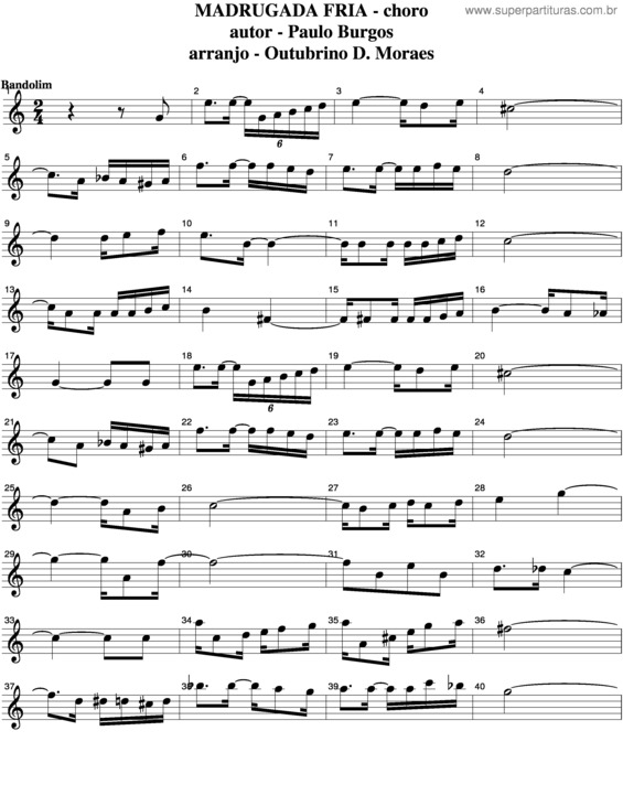 Partitura da música Madrugada Fria