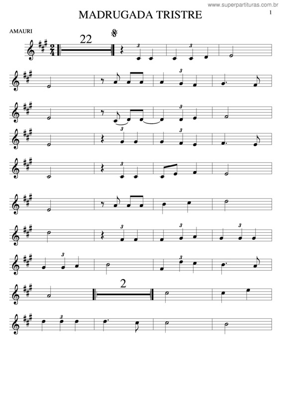 Partitura da música Madrugada Tiste