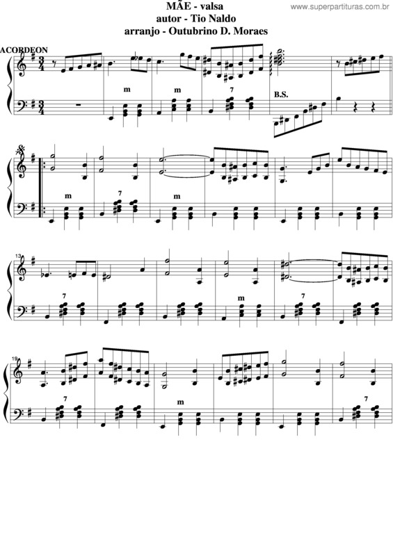 Partitura da música Mãe v.2