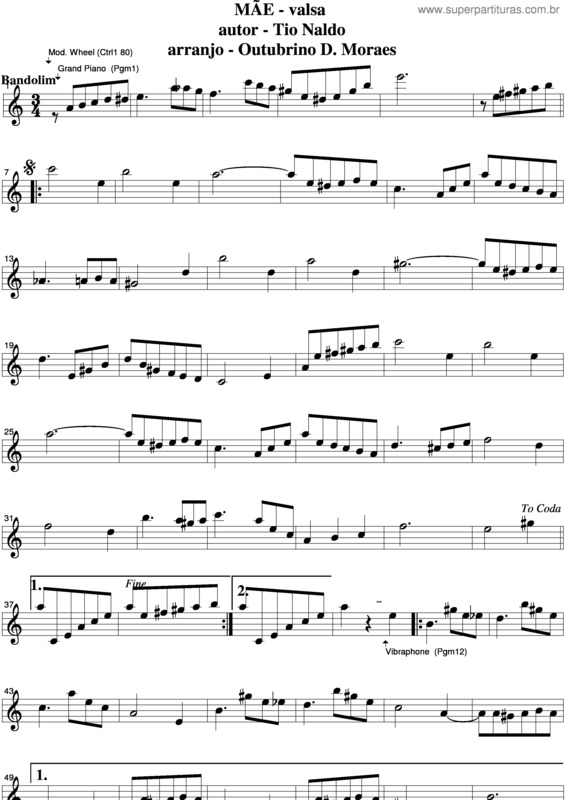 Partitura da música Mãe v.3