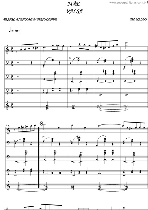 Partitura da música Mãe