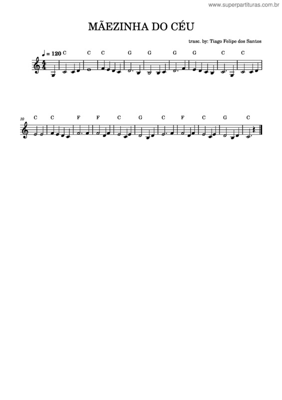 Partitura da música Maezinha Do Ceu