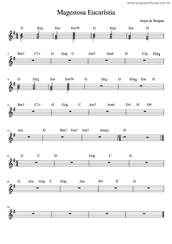 Partitura da música Magestosa Eucaristia