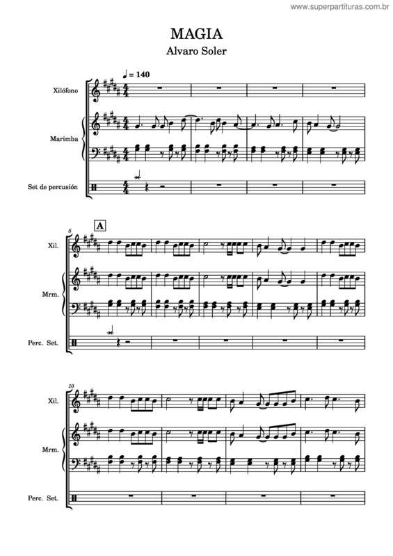 Partitura da música Magia – Alvaro Soler