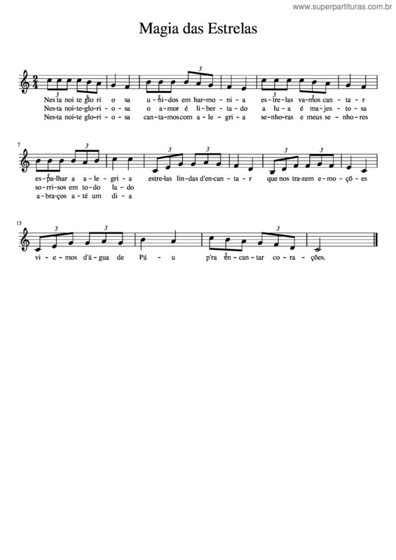 Partitura da música Magia Das Estrelas