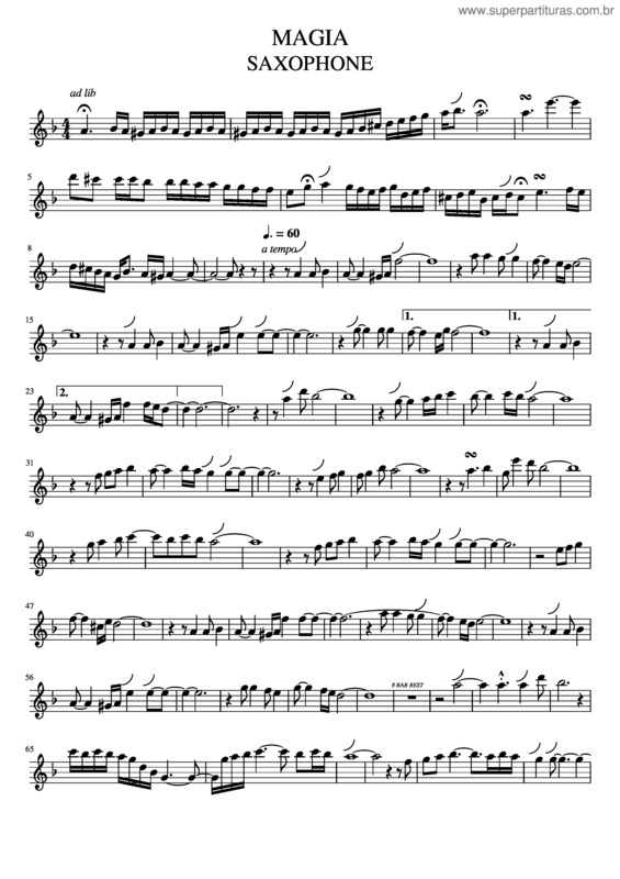 Partitura da música Magia Saxophone Revised