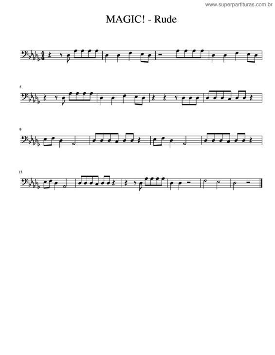 Partitura da música Magic! – Rude