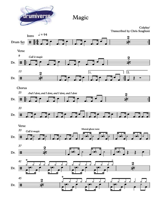 Partitura da música Magic v.2