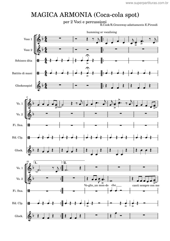 Partitura da música Magica Armonia