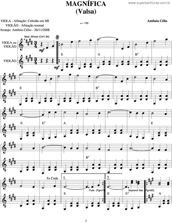 Partitura da música Magnífica