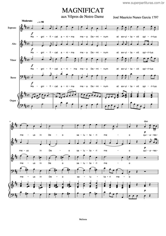 Partitura da música Magnificat Garcia Jco