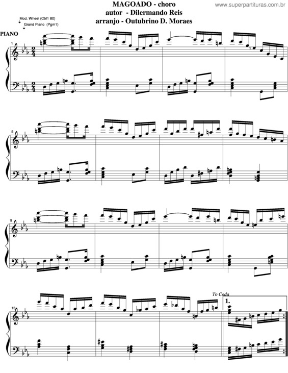 Partitura da música Magoado v.6