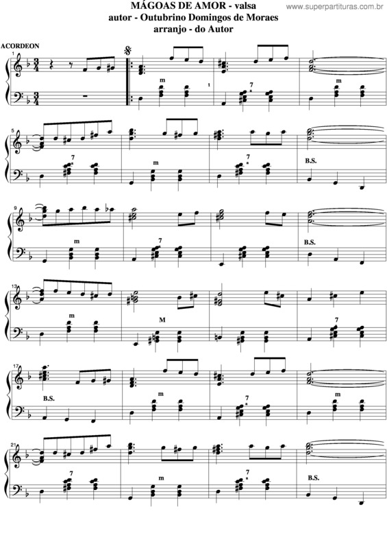 Partitura da música Mágoas De Amor v.2