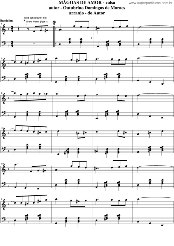 Partitura da música Mágoas De Amor v.4