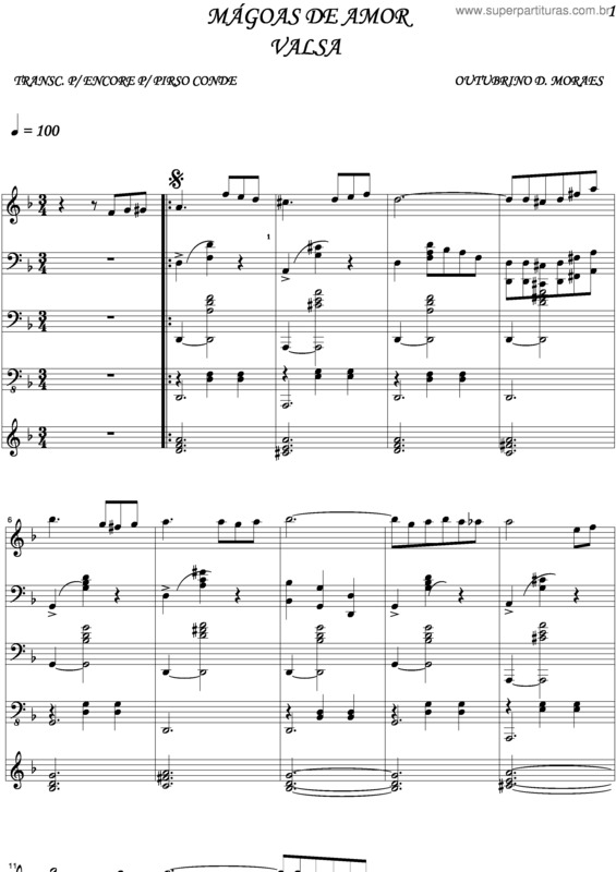 Partitura da música Magoas De Amor