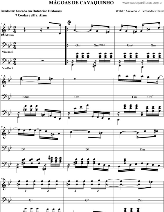 Partitura da música Mágoas De Cavaquinho