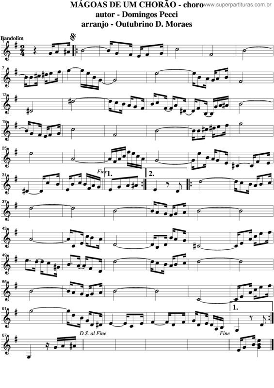 Partitura da música Mágoas De Um Chorão v.2