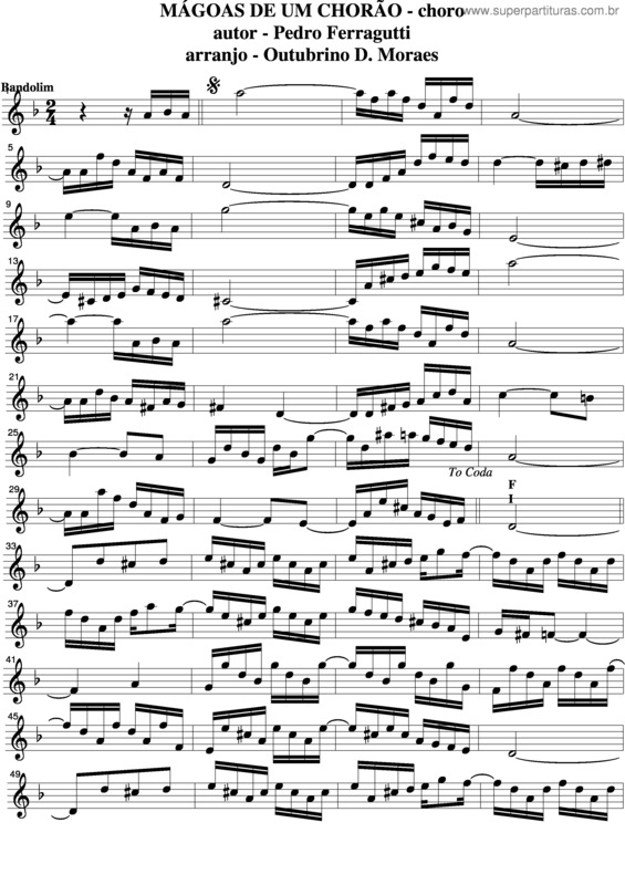 Partitura da música Mágoas De Um Chorão