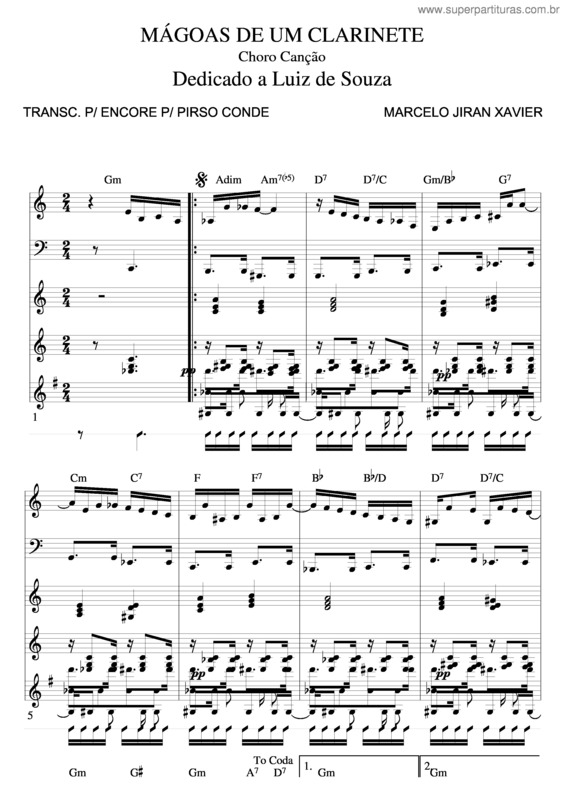 Partitura da música Mágoas De Um Clarinete v.2