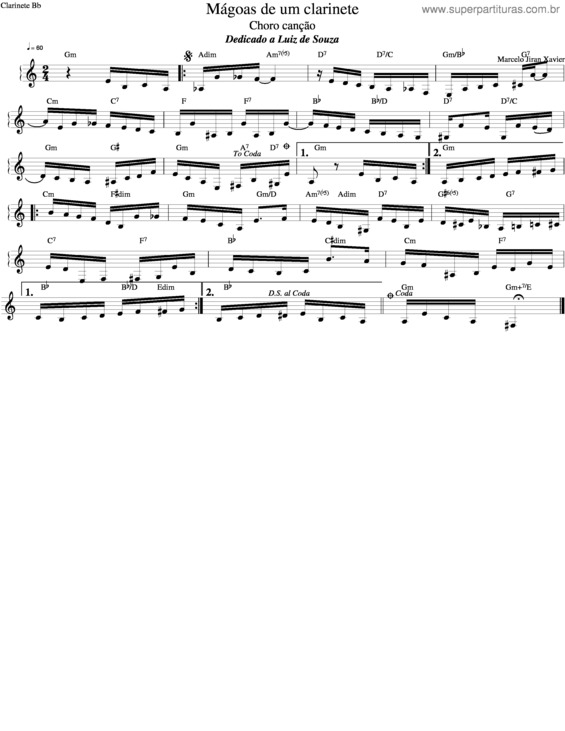 Partitura da música Magoas De Um Clarinete