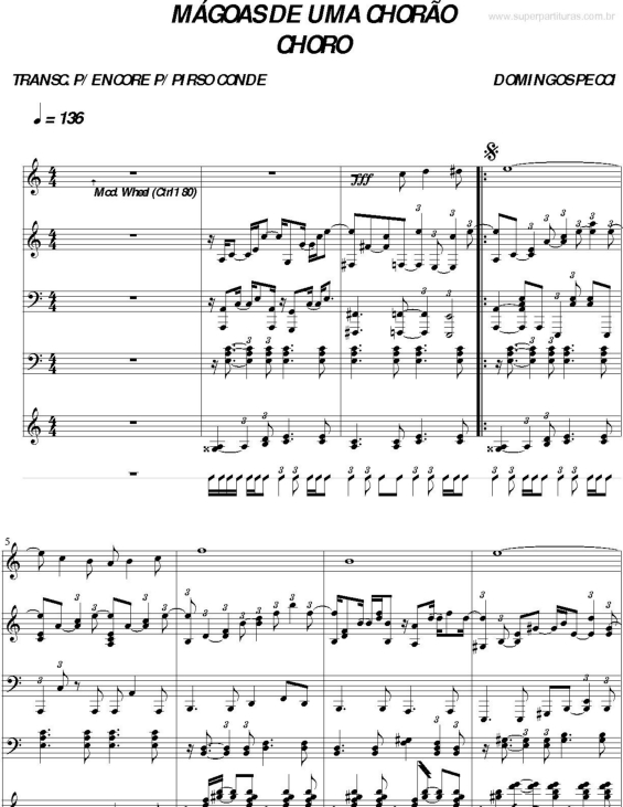 Partitura da música Mágoas de uma Chorão