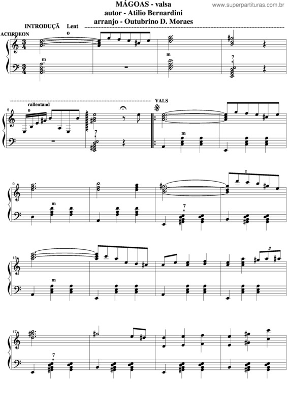 Partitura da música Mágoas v.11