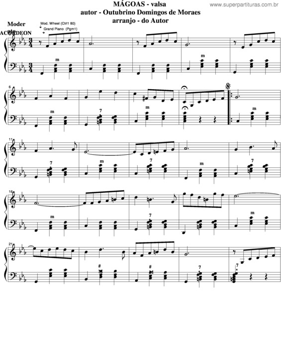 Partitura da música Mágoas v.12