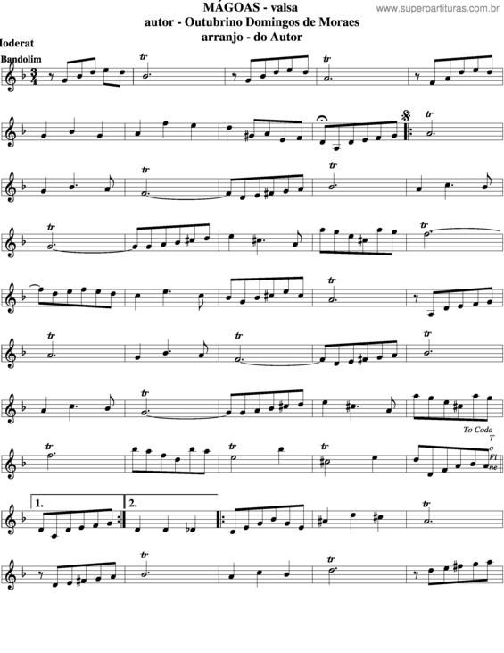 Partitura da música Mágoas v.14