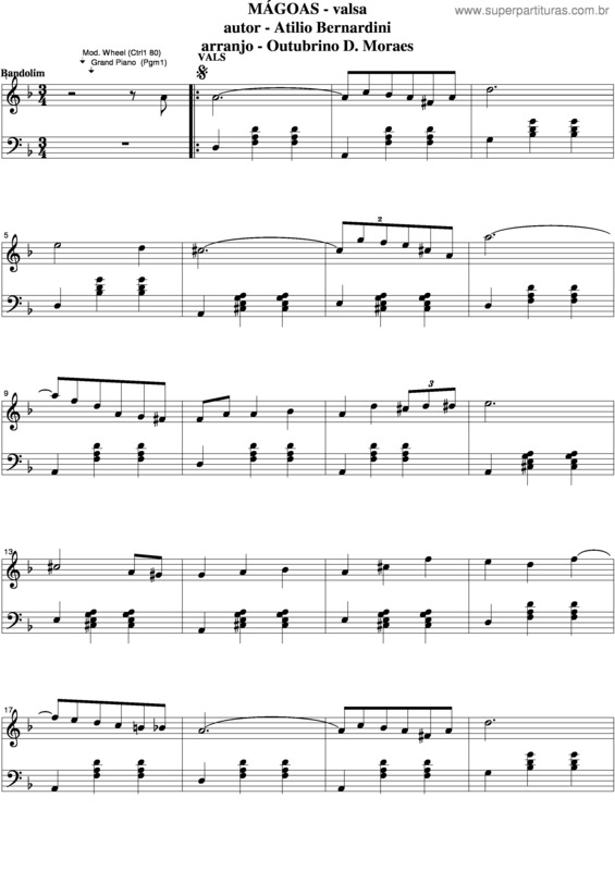 Partitura da música Mágoas v.15