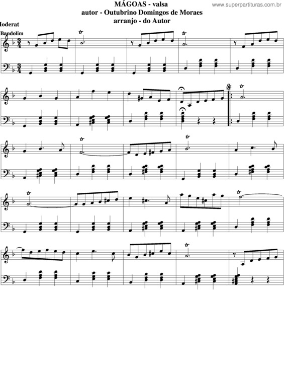 Partitura da música Mágoas v.16