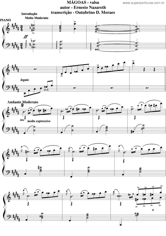 Partitura da música Mágoas v.19