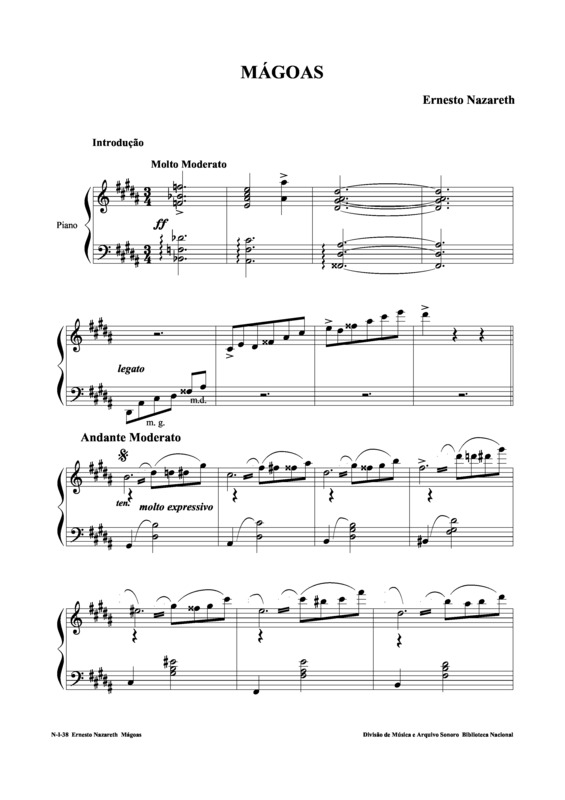 Partitura da música Mágoas v.20