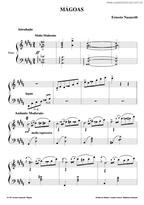 Partitura da música Mágoas v.3