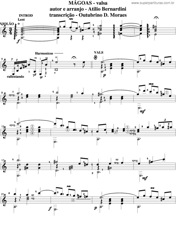 Partitura da música Mágoas v.4