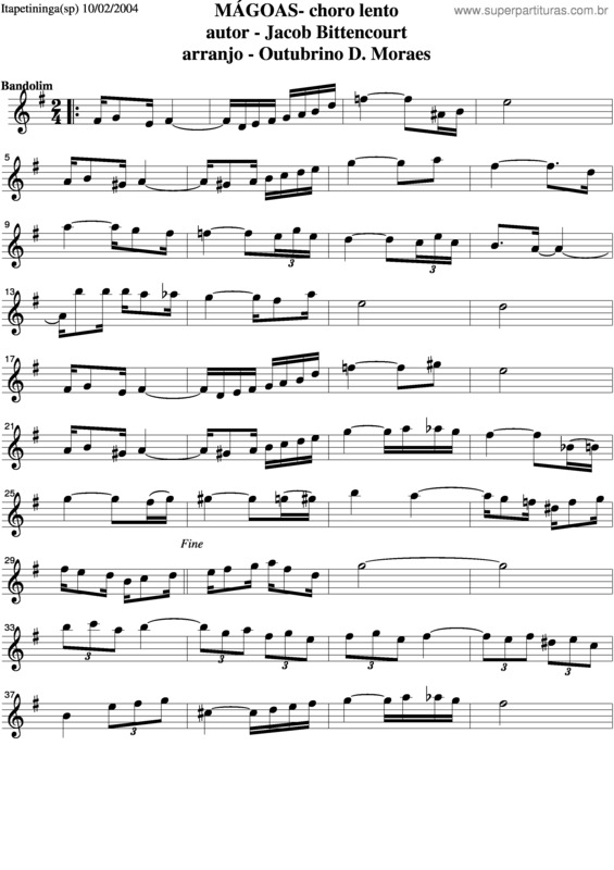 Partitura da música Mágoas v.6