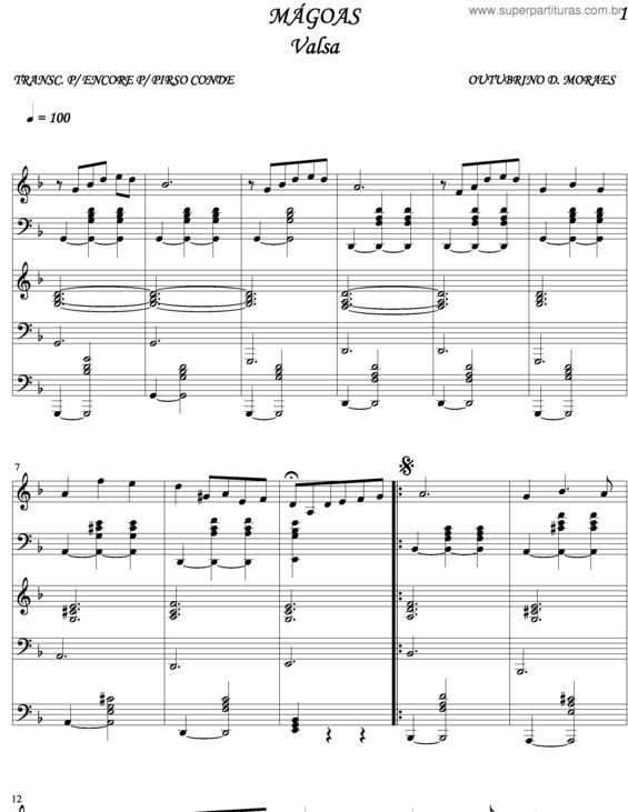 Partitura da música Magoas v.9