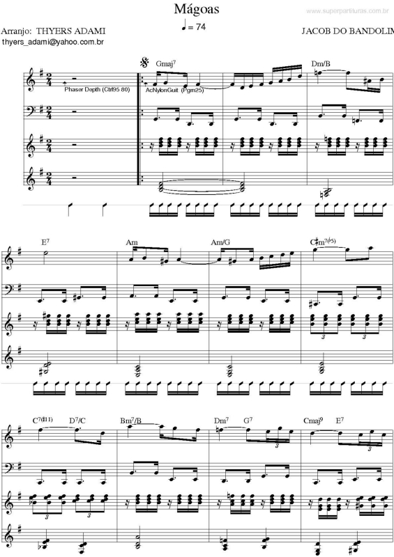 Partitura da música Mágoas