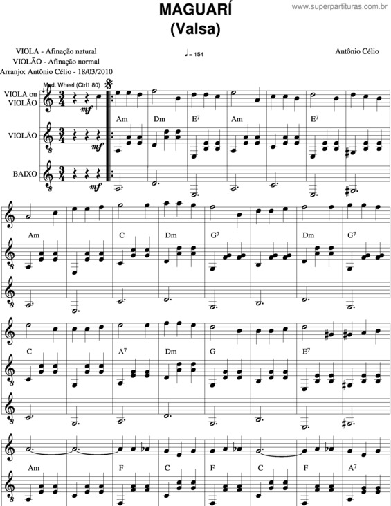 Partitura da música MÁguarí