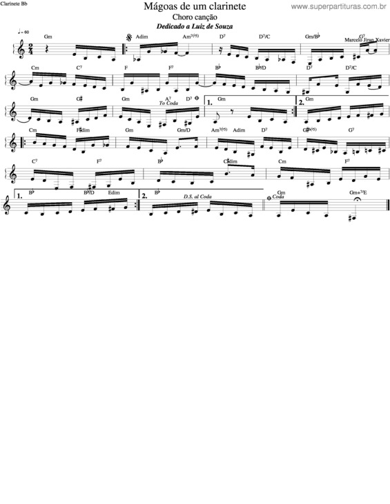 Partitura da música Máguas De Um Clarinete