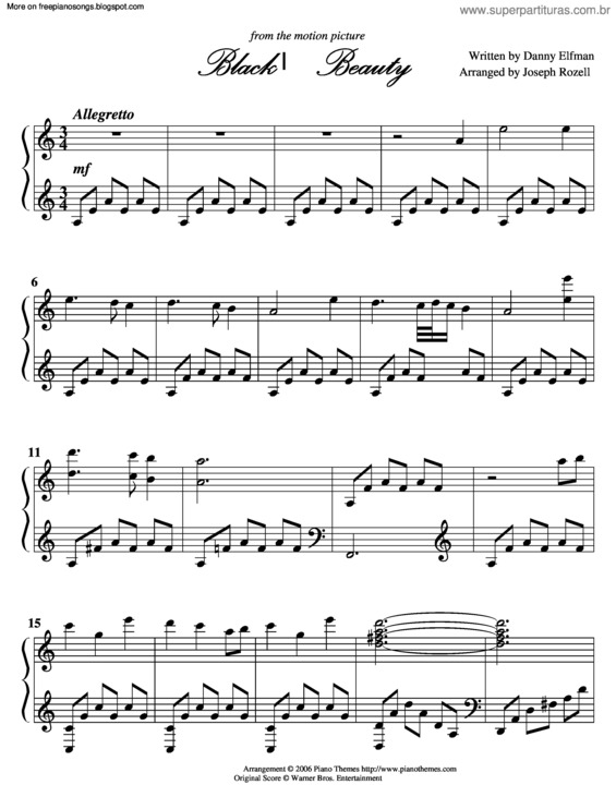 Partitura da música Main Theme (Blackbeauty)