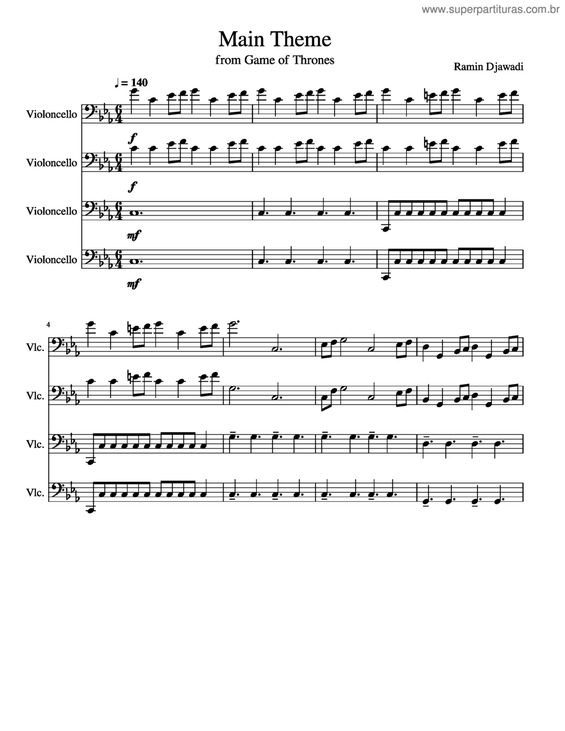 Partitura da música Main Theme (Game Of Thrones)