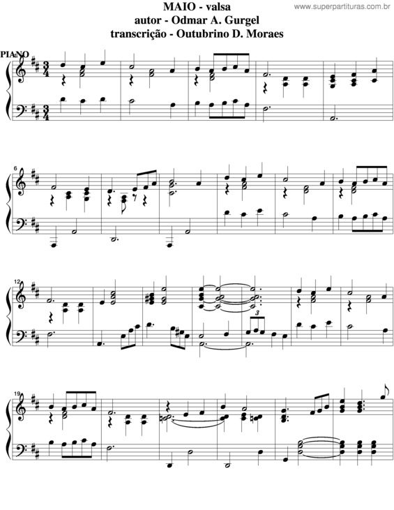 Partitura da música Maio