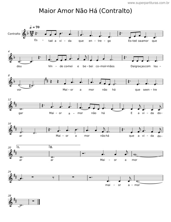 Partitura da música Maior Amor Não Há