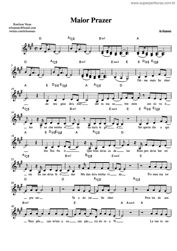 Partitura da música Maior Prazer