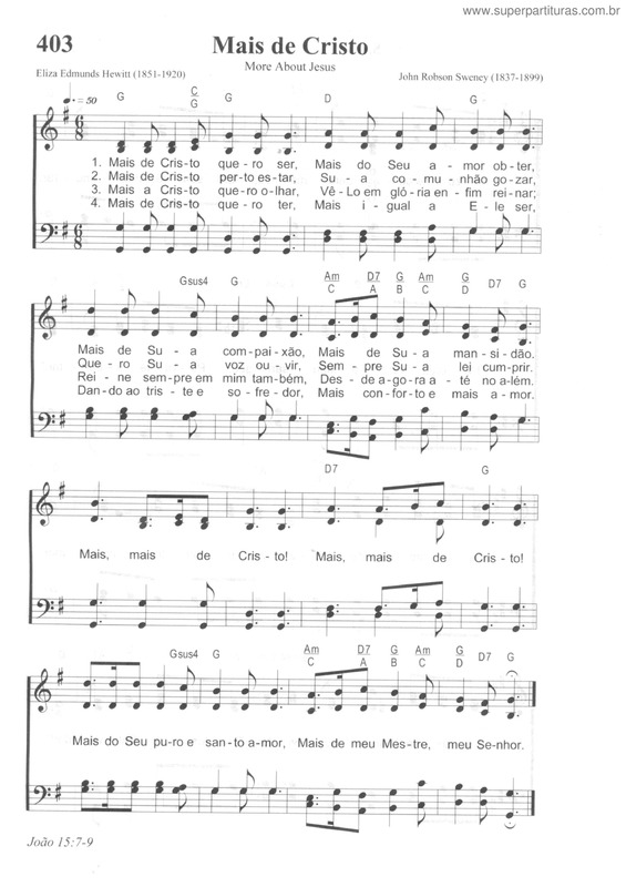 Partitura da música Mais De Cristo v.2
