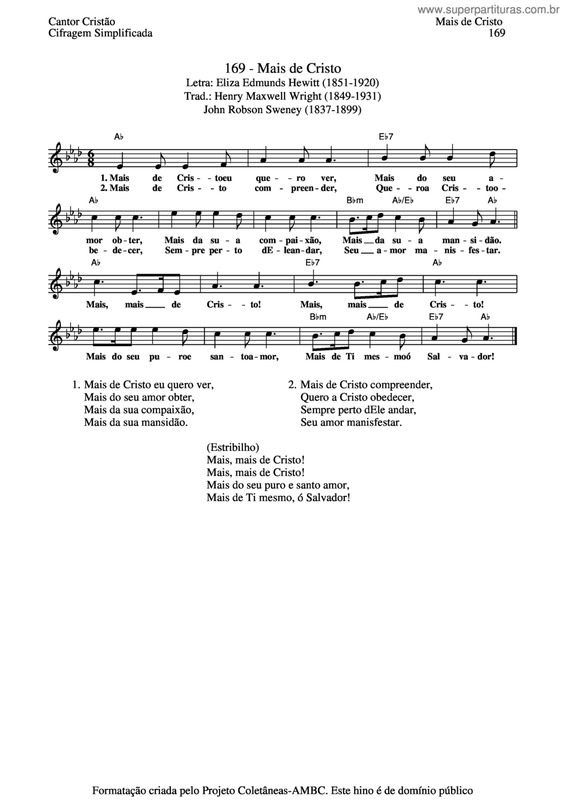 Partitura da música Mais De Cristo v.3
