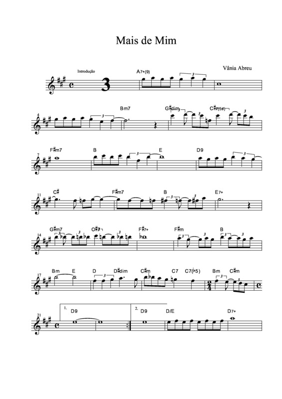 Partitura da música Mais de Mim v.2