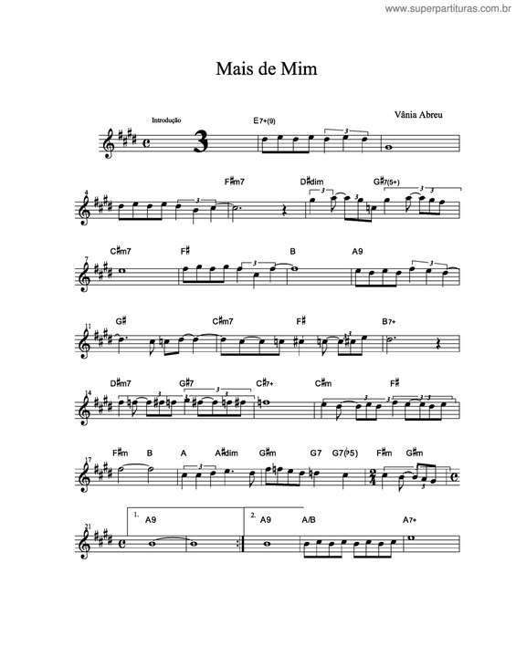 Partitura da música Mais de Mim