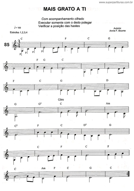 Partitura da música Mais Grato A Ti